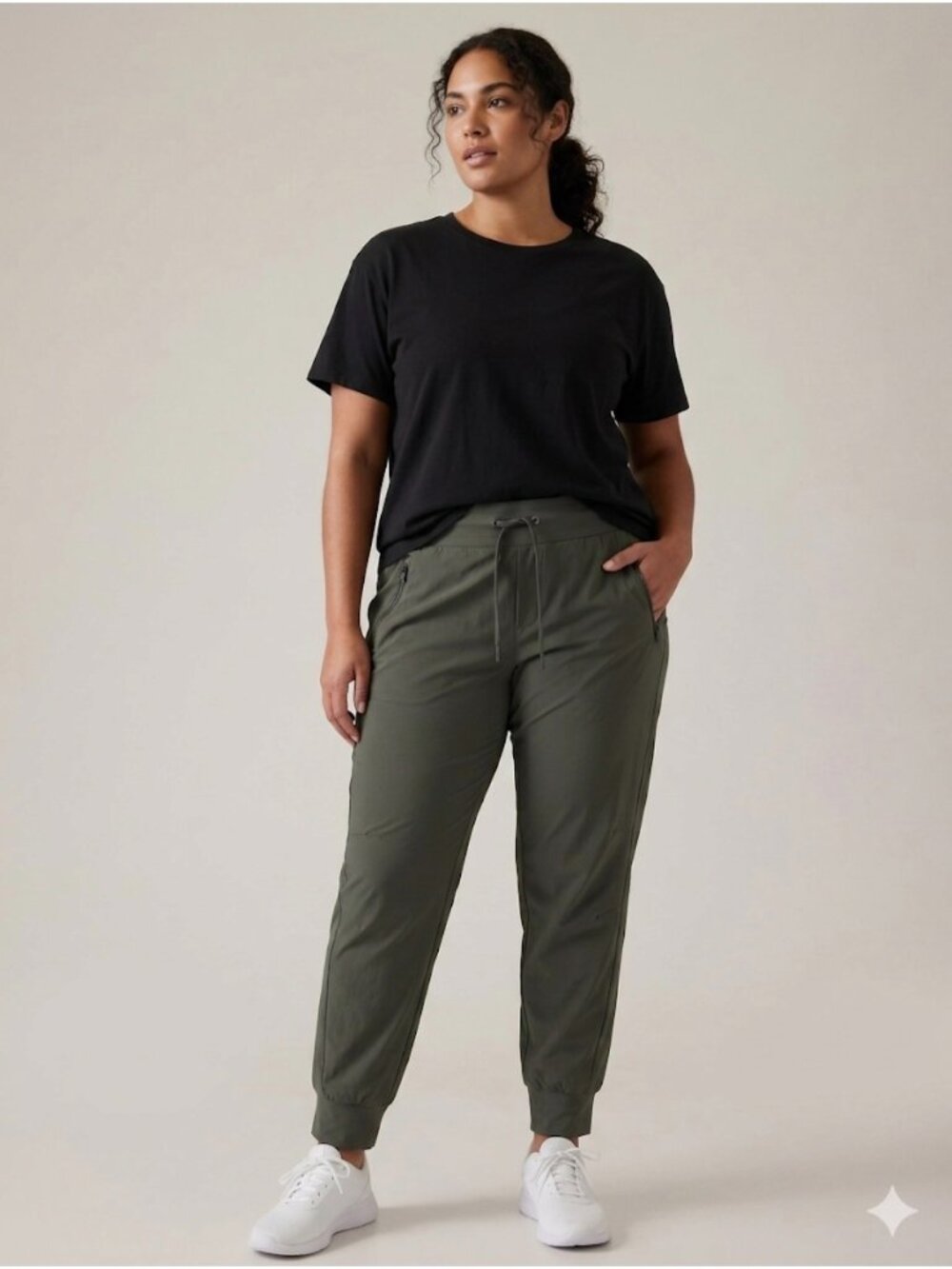 Athleta Women’s Trekkie North Jogger Pants Olive Green Lightweight Stretch Tape